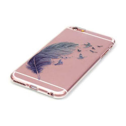 Coque souple transparente PLUME NOIRE pour iPhone 7