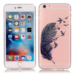 Coque souple transparente PLUME NOIRE pour iPhone 7