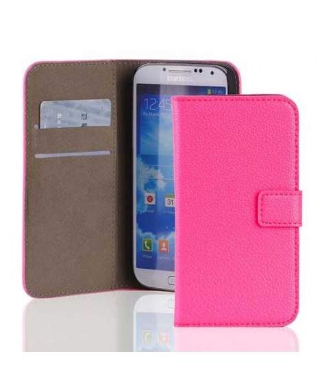 Etui cuir portefeuille rose pour SAMSUNG GALAXY S4 i9500