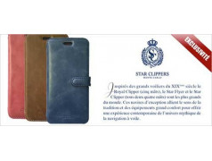 Etui portefeuille originale STARCLIPPERS en cuir bleu pour iPhone 7