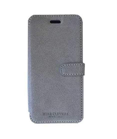 Etui portefeuille originale STARCLIPPERS en cuir gris pour iPhone 7 plus