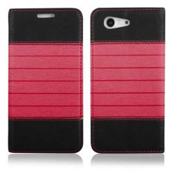 Etui cuir portefeuille BOOK noir et rose pour iPhone 6 et 6S