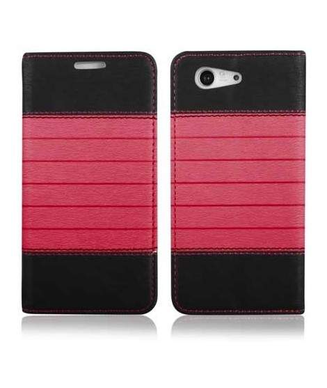 Etui cuir portefeuille BOOK noir et rose pour iPhone 6 et 6S