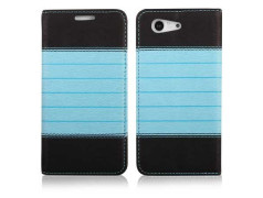 Etui cuir portefeuille BOOK noir et bleu pour iPhone 6 et 6S