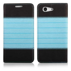 Etui cuir portefeuille BOOK noir et bleu pour iPhone 6 et 6S