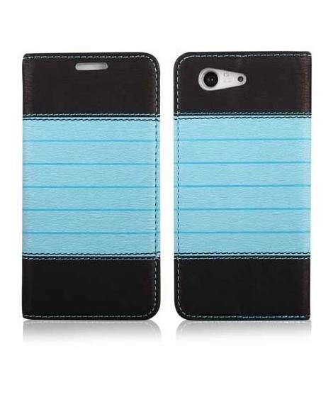 Etui cuir portefeuille BOOK noir et bleu pour iPhone 6 et 6S