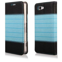 Etui cuir portefeuille BOOK noir et bleu pour iPhone 6 et 6S