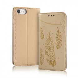 Etui cuir portefeuille PLUME OR pour iPhone 7