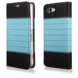 Etui cuir portefeuille bleu magnetic pour iPhone 5 et 5S
