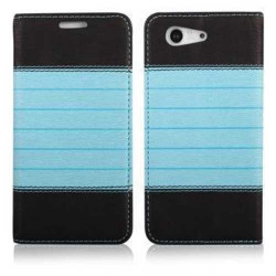 Etui cuir portefeuille bleu magnetic pour iPhone 5 et 5S