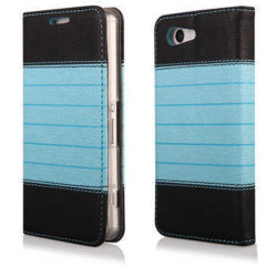 Etui cuir portefeuille bleu magnetic Samsung S6