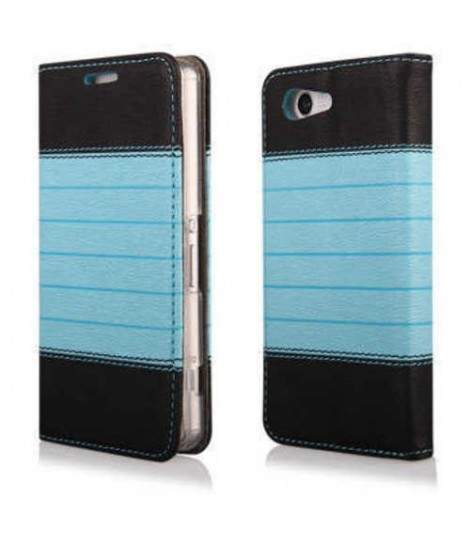 Etui cuir portefeuille bleu magnetic Samsung S6