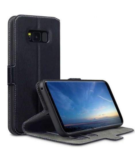 Etui Galaxy S8 Plus book type noir en cuir