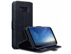 Etui Galaxy S8 PLUS portefeuille CARBONE en cuir