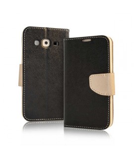 Etui cuir FANCY NOIR ET BEIGE Samsung Galaxy S8