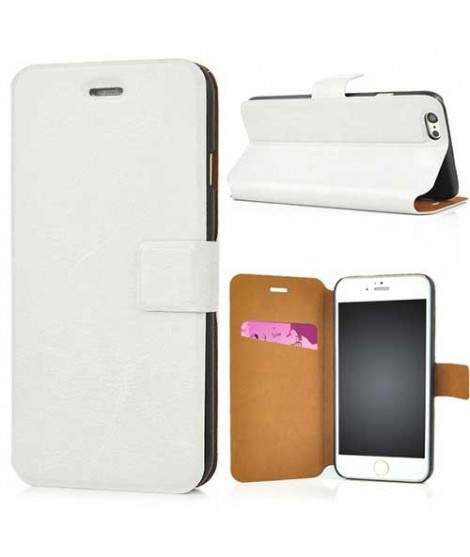 Etui cuir portefeuille blanc pour iPhone 8 plus