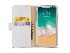 Etui cuir portefeuille blanc pour iPhone X/XS