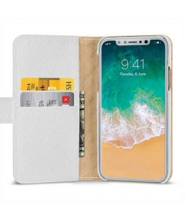 Etui cuir portefeuille blanc pour iPhone X/XS