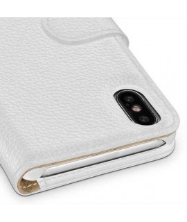 Etui cuir portefeuille blanc pour iPhone X/XS