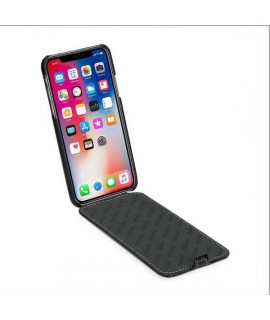 Etui cuir noir clapet pour iPhone X