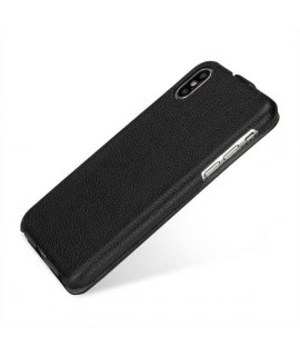 Etui cuir noir clapet pour iPhone X