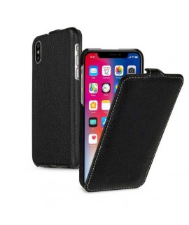 Etui cuir noir clapet pour iPhone X