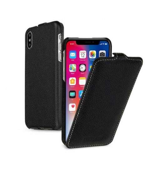 Etui cuir noir clapet pour iPhone X