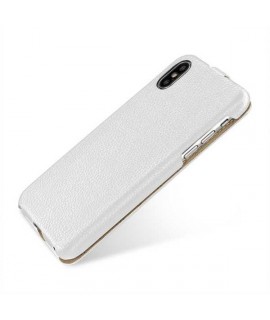 Etui cuir blanc clapet pour iPhone X