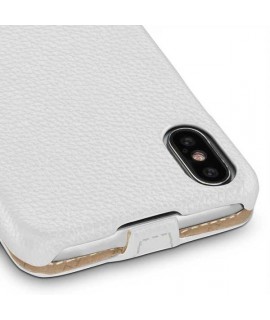 Etui cuir blanc clapet pour iPhone X