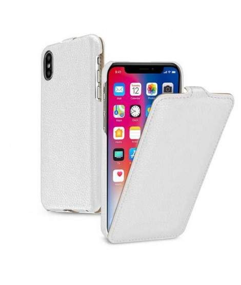 Etui cuir blanc clapet pour iPhone X