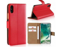 Etui cuir rouge portefeuille iPhone X