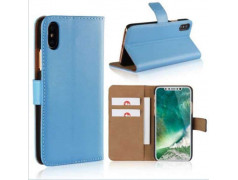 Etui cuir bleu portefeuille iPhone X