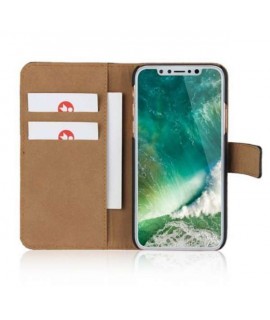 Etui cuir bleu portefeuille iPhone X