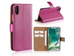 Etui cuir rose portefeuille iPhone X