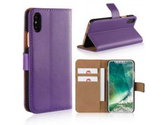 Etui cuir mauve portefeuille iPhone X