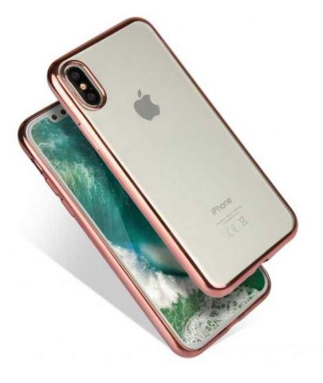 Coque CRYSTAL DELUXE ROSE OR souple pour iPhone X/XS Coque CRYSTAL DELUXE ROSE OR souple pour iPhone X/XS