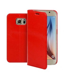 Etui cuir portefeuille rouge pour SAMSUNG GALAXY S6 Edge Plus