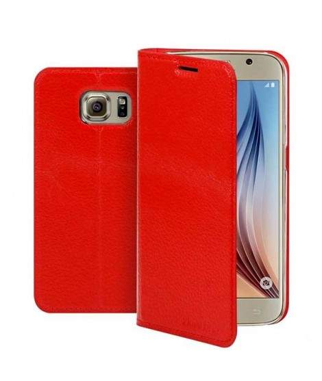 Etui cuir portefeuille rouge pour SAMSUNG GALAXY S6 Edge Plus