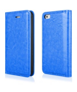 Etui portefeuille en cuir bleu pour Iphone 4 et 4s