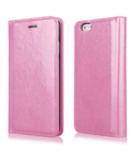 Etui portefeuille  en cuir rose pour Iphone 4 et 4s