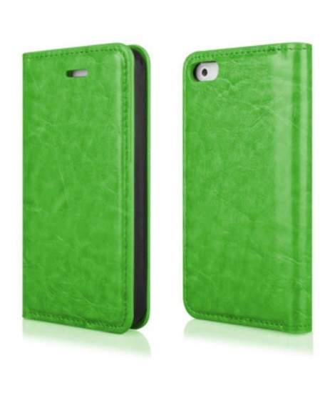 Etui portefeuille en cuir vert pour Iphone 4 et 4s