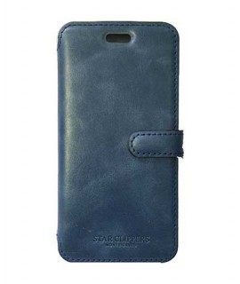 Etui portefeuille originale STARCLIPPERS en cuir bleu pour iPhone 8