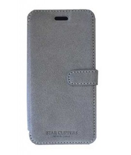 Etui portefeuille originale STARCLIPPERS en cuir gris pour iPhone 8