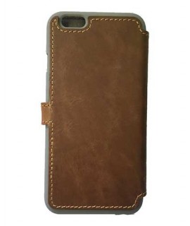 Etui portefeuille originale STARCLIPPERS en cuir marron pour iPhone 8