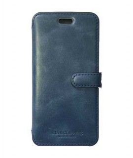 Etui portefeuille originale STARCLIPPERS en cuir bleu pour iPhone 8+