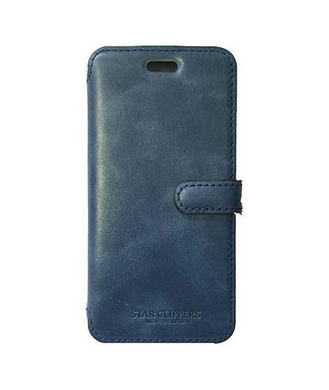 Etui portefeuille originale STARCLIPPERS en cuir bleu pour iPhone XS