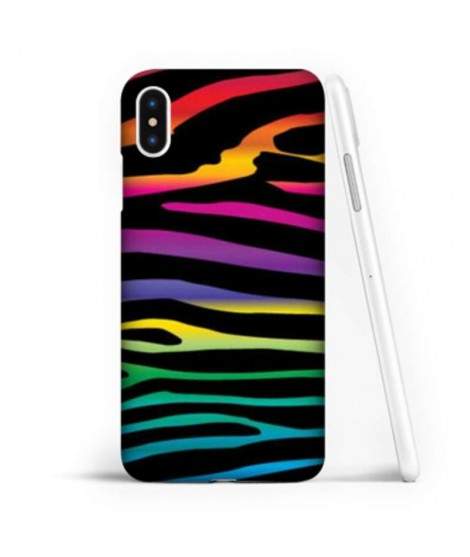 Coque souple ZEBRE ARC EN CIEL en gel iPhone X