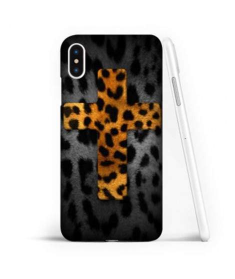 Coque souple CROIX LEOPARD en gel iPhone XS