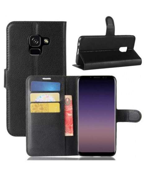 Etui portefeuille noir Samsung Galaxy A8+ 2018