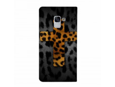 Etui rabattable portefeuille CROIX LEOPARD pour SAMSUNG GALAXY J6 2018